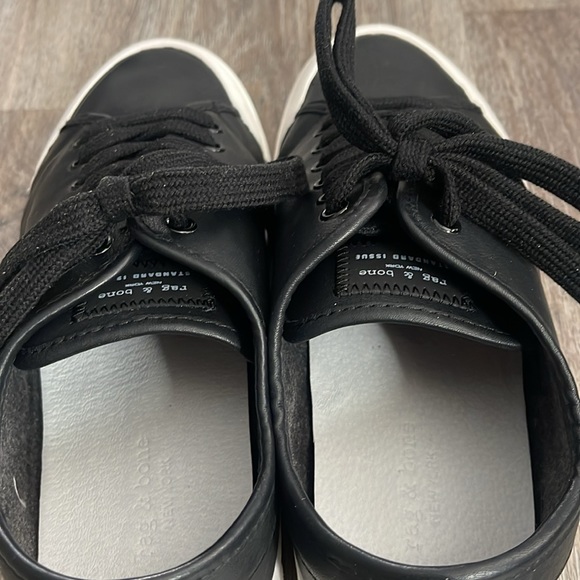 Rag & Bone Standard Issue Black Leather Lace Up Sneakers Size 10 - Picture 8 of 13